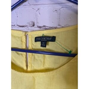 Women's Linen Bell Sleeve Top Yellow 1XL